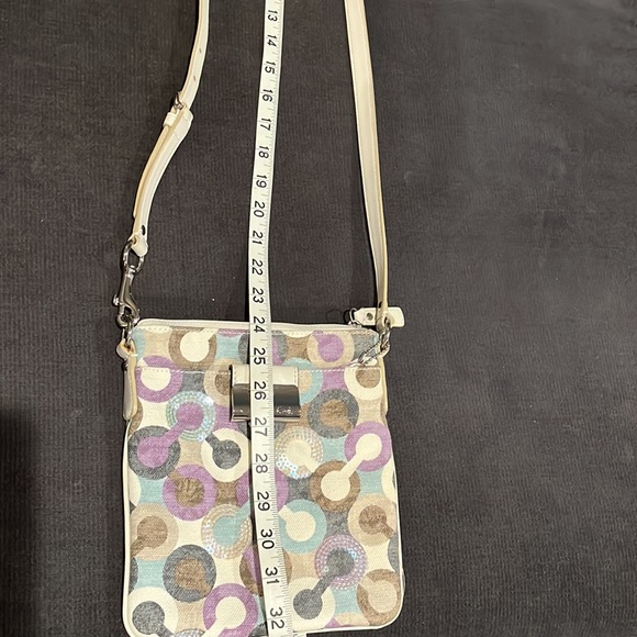 Coach Crossbody Canvas 8x9” bag. Signature Hardware on Front pocket & zipper - Picture 3 of 15